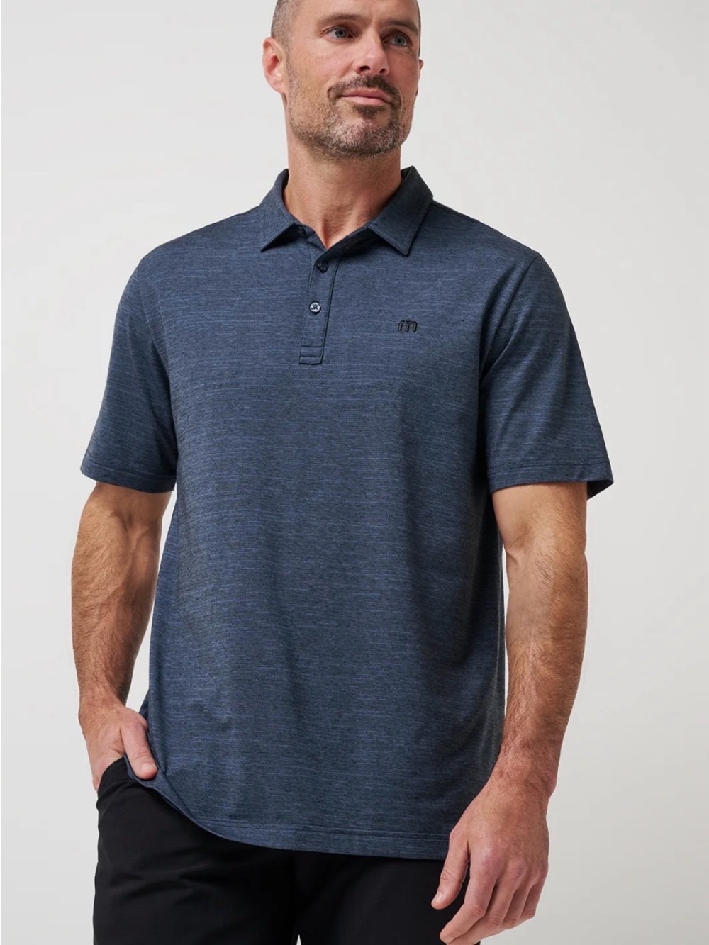 TravisMathew Men's Dark Navy Heather Performance Polo
